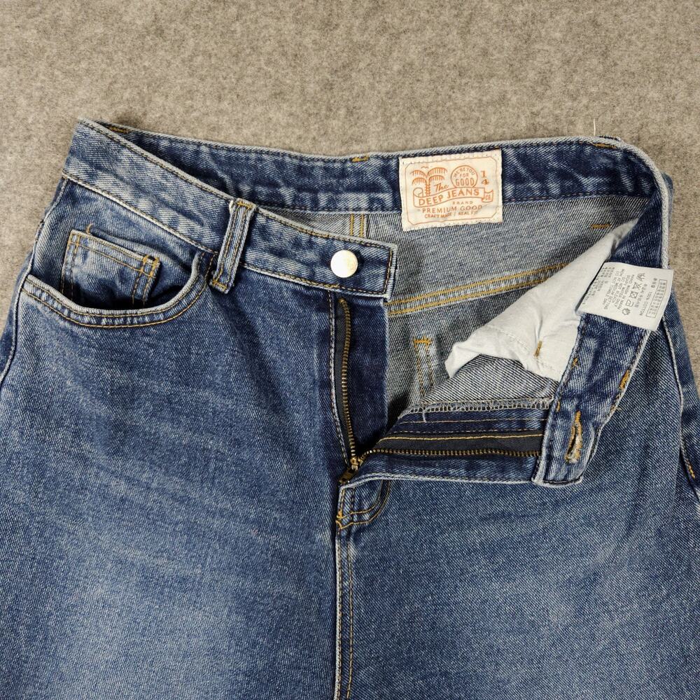 Deep Jeans Womens Size 14 Medium High Rise Korean Streetwear Natural Indigo Dye